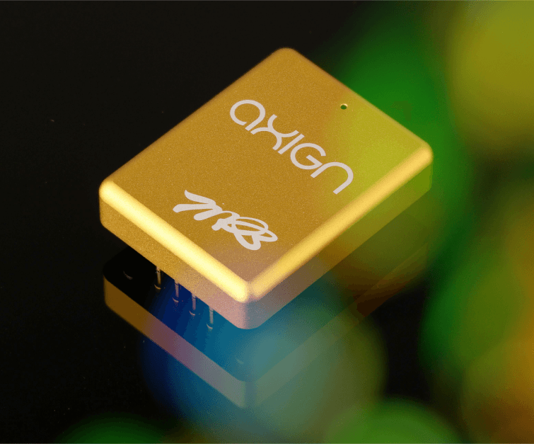 Gold Axign amplifier module with Axign and MPS branding.